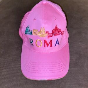 Pink Embroidered Rome Italy baseball cap